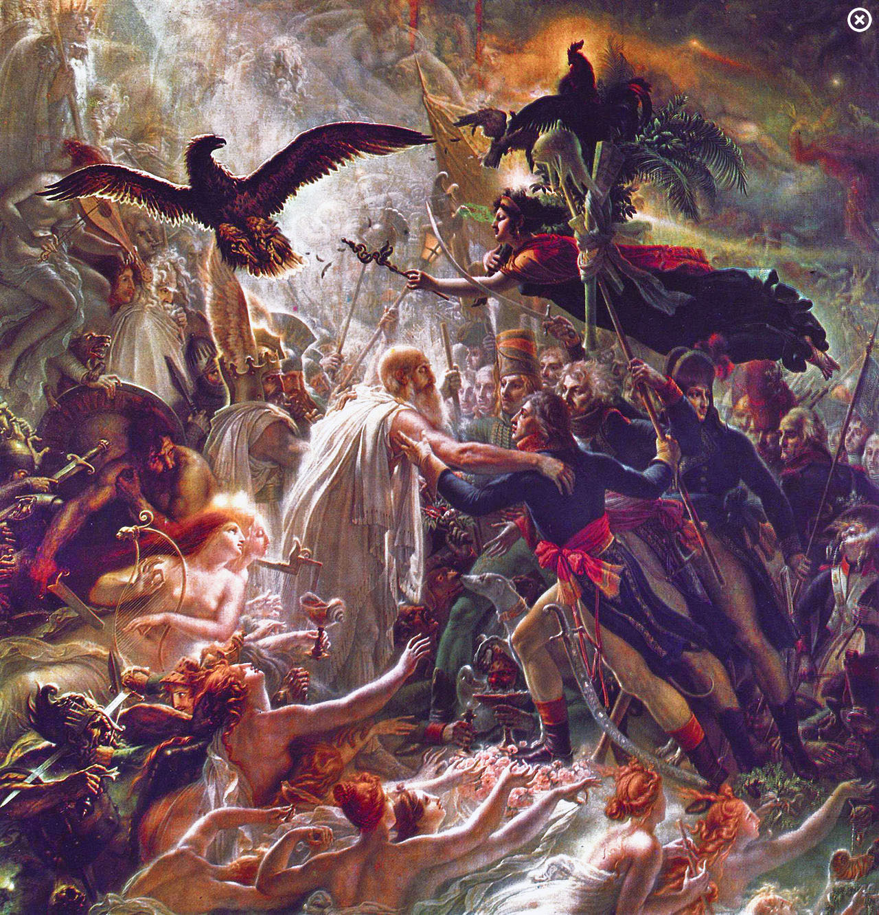 Girodet's Ossian Receiving the Ghosts of the French Heroes, 1801 (Musée national du châteaux de Malmaison, 75.5 x 72 inches)