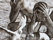 Bathers of Cascina No.4 - Charcoal, inck and chalk on kraft paper