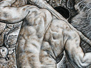 Heracles and the Nemean Lion - Charcoal, inck and chalk on kraft paper