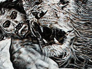 Heracles Wrestles the Nemean Lion - Charcoal, inck and chalk on kraft paper