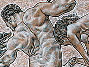 Heracles Frees Prometheus - Charcoal, inck and chalk on kraft paper