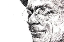 Tom Mallon: Drawing of Farmer, Ink on Illustration Board - Portrait