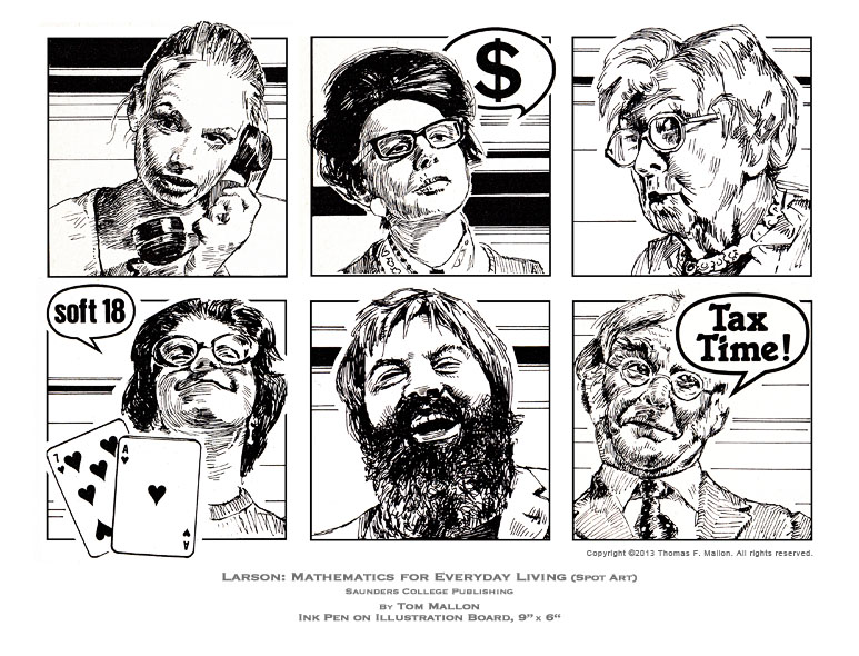 Tom Mallon: Larson: Mathematics for Everyday Living  - Spot Artwork, Ink on Illustration Board - 2 of 3