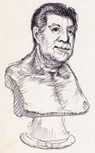 Tom Mallon's Doodles, Ballpen on Paper, Detail of Frank Rizzo