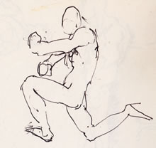 Tom Mallon's Doodles, Ballpoint on Pen, Man Running