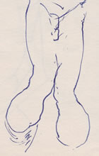 Tom Mallon: "Self-Possessed", Ballpen on Paper, Detail of Legs