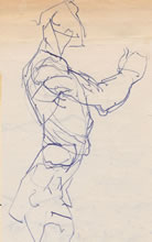 Tom Mallon: Figure Studies - Ballpen on Paper, Man with Raised Arm