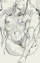Female Doodles by T.Mallon, Ballpoint on Paper - Seated