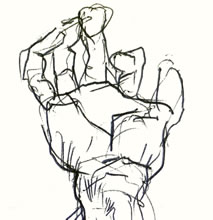 Hands and Arms by T.Mallon, Ballpoint on Paper - Right Arm (detail)