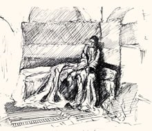 Museum Sketches by T.Mallon, Pen and Ink on Paper - The Annunciation