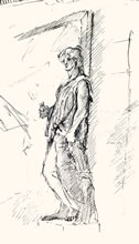 Museum Sketches by T.Mallon, Pen and Ink on Paper - Statue