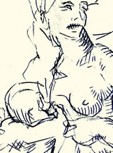 Mother and Child by T.Mallon, Ballpen on Paper - Torso & Child (detail)
