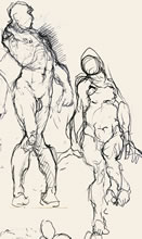 Figure Doodles by T.Mallon, Ballpoint on Paper - Male with Female