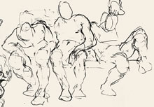 Figure Doodles by T.Mallon, Ballpoint on Paper - Group Seated