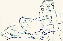 Female Doodles by T.Mallon, Ballpoint on Paper - Reclining Figure