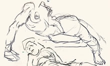 Female Doodles by T.Mallon, Ballpoint on Paper - Twisted Reclining Figure