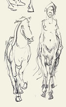 Ipotan with Centaurs by T.Mallon, Ballpen on Paper - Centaur with Horse