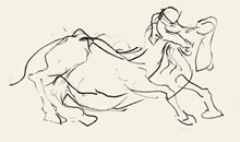 Ipotan with Centaurs by T.Mallon, Ballpen on Paper - Reclining