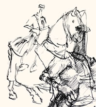 Miscellaneous Sketches by T.Mallon - Knight on Horse Manikins = Top Left