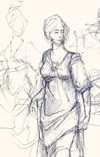 Miscellaneous Sketches by T.Mallon - Knight on Horse Manikins = Dress Study