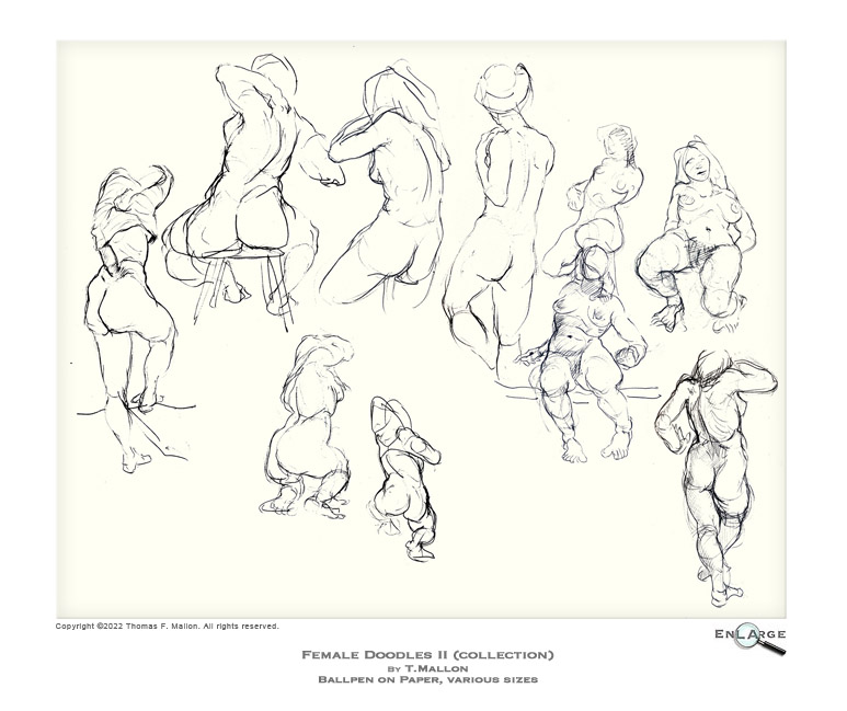 Female Doodles II by T.Mallon - Ballpoint on Paper
