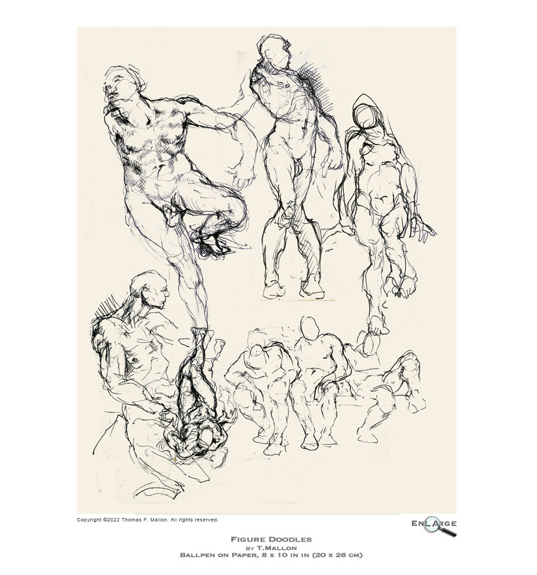 Figure Doodles by T.Mallon - Ballpoint on Paper