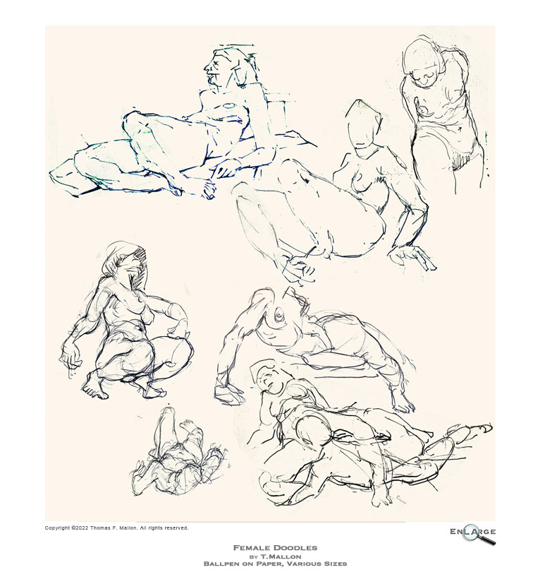 Female Doodles by T.Mallon - Ballpoint on Paper