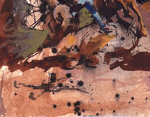 Tom Mallon: Battle Study - Acrylic Wash and Pen on Paper, Foreground