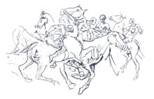 Horsemen by T.Mallon, Pen and Ink with Digital Wash - Ink Composition