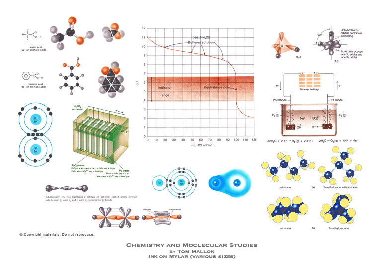 Chemistry and Molecular Studies by Tom Mallon - Ink on Mylar
