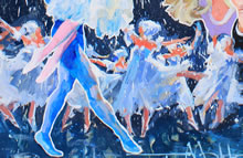 Tom Mallon: Steve Allen "The Big Show" Cover Art for the Philadelphia Inquirer's TV Magazine, Acrylic on Illustration Board, Detail of Baryshnikov with Dancers #2