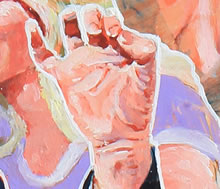 Tom Mallon: Steve Allen "The Big Show" Cover Art for the Philadelphia Inquirer's TV Magazine, Acrylic on Illustration Board, Detail of Steve Allen's Right Hand
