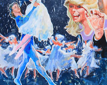 Tom Mallon: Steve Allen "The Big Show" Cover Art for the Philadelphia Inquirer's TV Magazine, Acrylic on Illustration Board, Loni Anderson and Dancers
