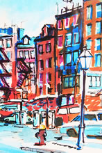 Tom Mallon: Felt Pen on Paper of 'Boston Street Scene, Detail