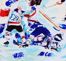 Tom Mallon: Felt Pen on Paper of '1974 Philadelphia Flyers Stanley Cup Victory, Detail Slight Disagreement