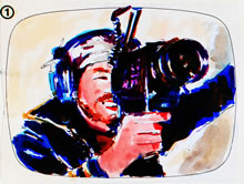 Tom Mallon: Felt Pen Storyboard of Beer Commercial, Detail of Camera Man