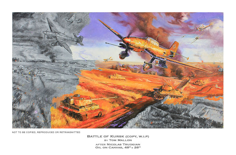 Copy of Nicolas trudgian's Battle of Kursk, Copy by Tom Mallon, Oil on Canvas