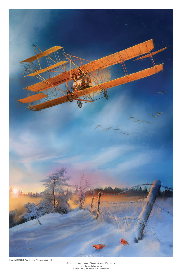 Tom Mallon: 'Allegory on Dawn of Flight', Digital Art for Printed Christmas Card