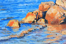 Lake Superior by Tom Mallon, Oil on Canvas: 38 by 30 inches - Detail of Edge Rocks 