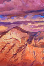 Sandia by Tom Mallon, Oil of Canvas, 48 by 30 inches - Sandia, Detail of Peak