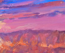 Sandia by Tom Mallon, Oil of Canvas, 48 by 30 inches - Sandia, Detail of Magenta Sky