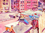 Tom Mallon: Acrylic on Canvas - 19th & Chestnut Rooftops
