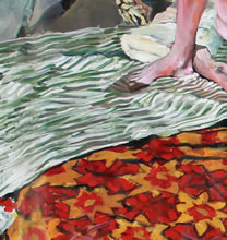 Tom Mallon: Acrylic on Canvas - Christine - 89 x 73 inches, Detail of Fabric