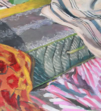Tom Mallon: Acrylic on Canvas - Christine - 89 x 73 inches, Detail of Matress