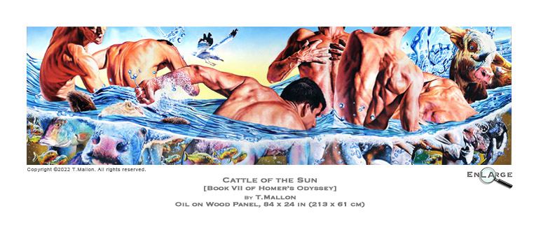 Cattle of the Sun by T. Mallon, Oil on Wood Panel - 52.5 x 48 in [133 x 122 cm]