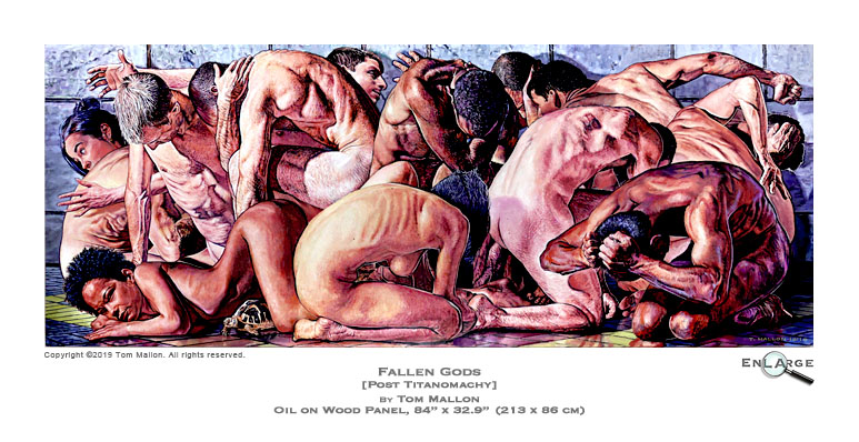 Fallen Gods by Tom Mallon, Oil on Canvas - 32.9 x 84 in [86 x 213 cm]