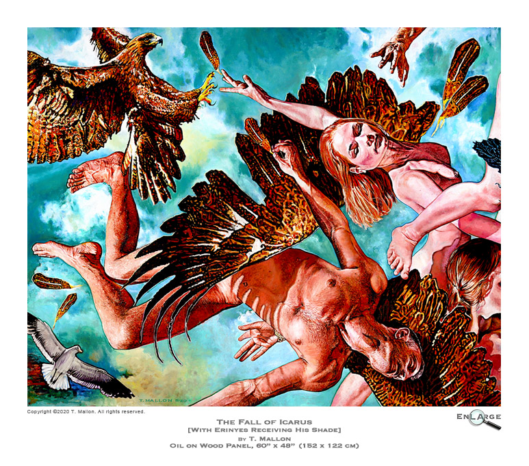 The Fall of Icarus by T. Mallon, Oil on Wood Panel - 32.9 x 84 in [86 x 213 cm]