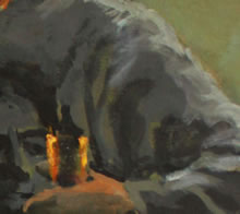 Tom Mallon: Acrylic on Canvas - Beethoven's 201st Birthday - Detail of Toasting Glass