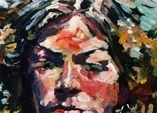 Diane by Tom Mallon, Acrylic on Canvas - 7 x 9 inches - Upper Detail
