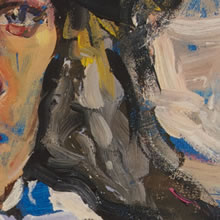 Tom Mallon: Portrait of Mona LaPierre-Stratos, Acrylic on Canvas - 16 x 20 inches - Hair